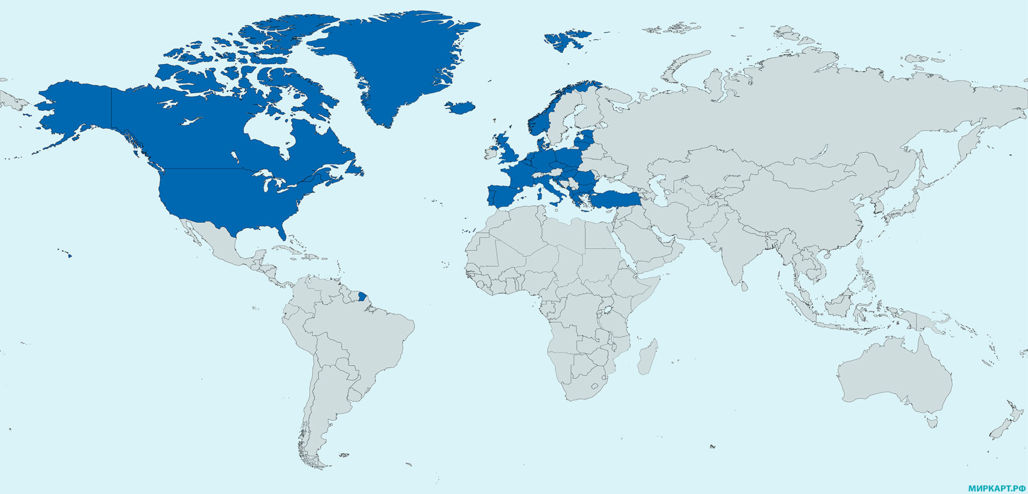 Страны НАТО на карте мира 2021