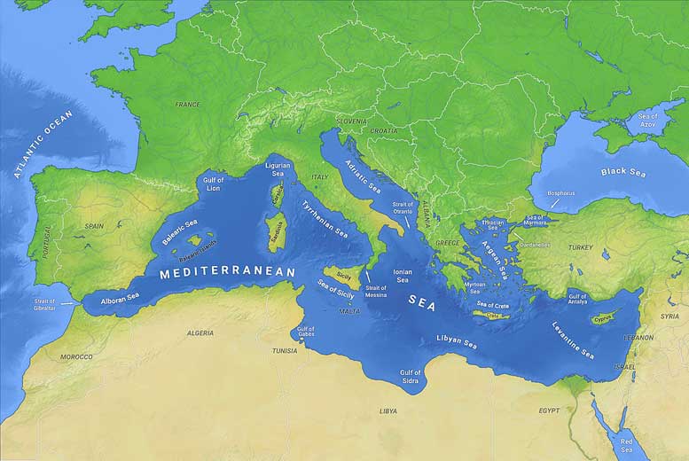 Сколько стран находятся на побережье Средиземного моря?