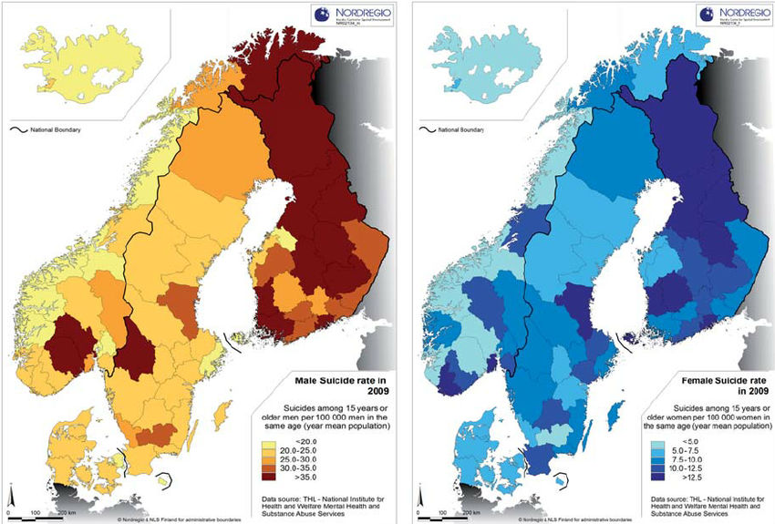 Каковы последствия высокого уровня самоубийств в скандинавских странах?