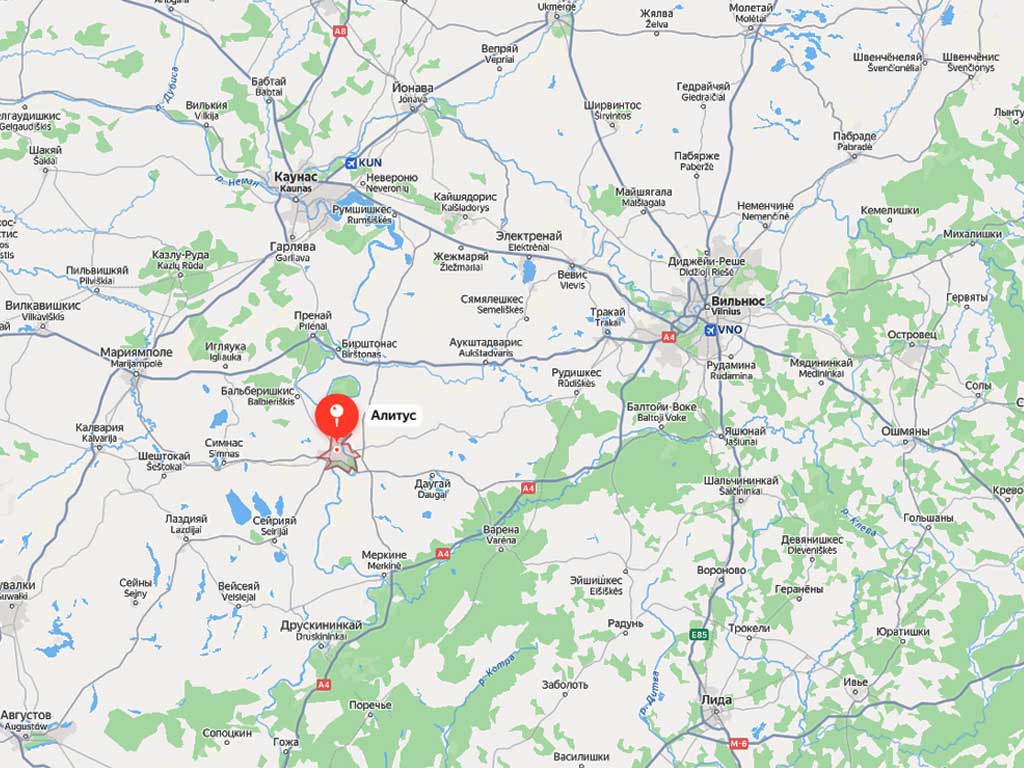 ТОП-15 крупных городов Литвы - карта